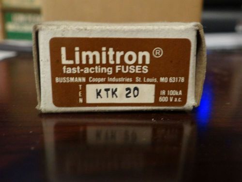 Lot (10) Limitron Fast Acting KTK20 20A fuse NEW