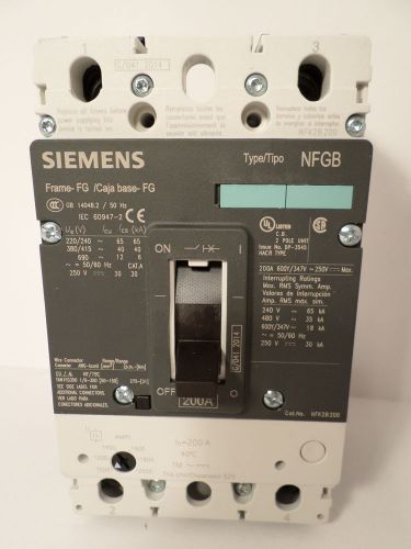 Siemens NFK2B200L VL Circuit Breaker 200 Amp 3-Pole 600V@18kA 480V@35kA