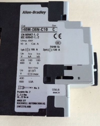 ALLEN BRADLEY 140M-D8N-C10 Circuitr Breaker. SER. C