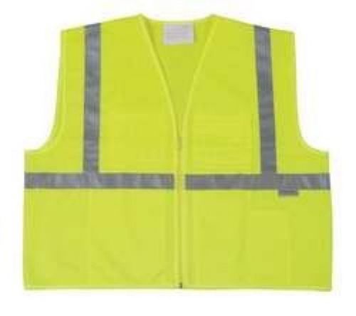 High Visibility Safety Vests, Class 1, Condor 1YAF4, XL, Zipper, Lime, NEW
