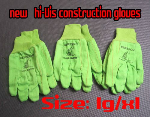 Industrial Construction Yard Work Gloves Cotton Hi-Vis Size Lg-XL