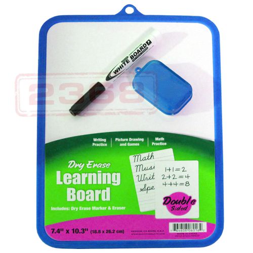 7.4” X 10.3” Dry Erase Learning Board Double Sided With Marker &amp; Eraser Blue