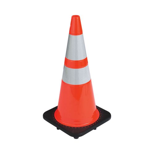 28&#034; safety traffic pvc cone 8/pkg, wide body, black base w/ 2 reflective  collar for sale