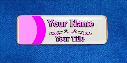 Circles Pink Custom Personalized Name Tag Badge ID Salon Spa Beauty Girls Fun