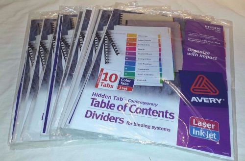 Avery - 10 tab color - Table of Content Dividers - HT21310 **Lot of 9 sets**