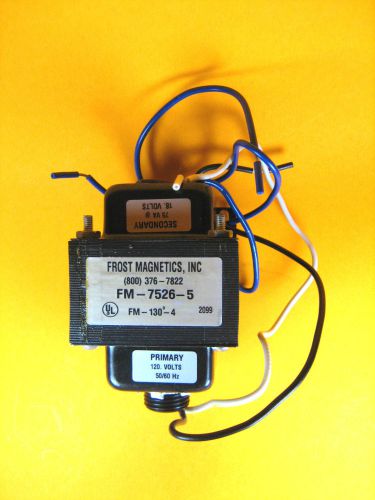 Frost magnetic -  fm-7526-5 -  transformer, 120v 50/60hz, 75va @ 18v for sale