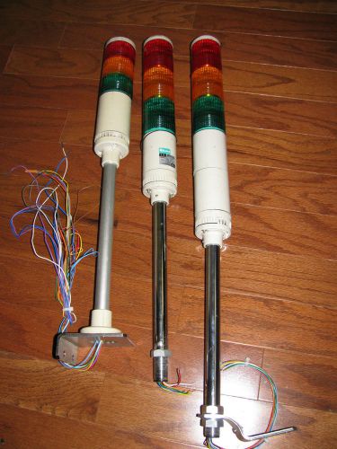 Lot of 3 PATLITE TRI COLOR RED GREEN YELLOW SIGNAL TOWER Lights Used