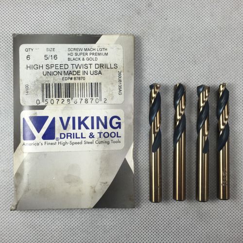 (4) Viking Black &amp; Gold 5/32 HSS Drill Bit, Super Premium Screw Machine Length