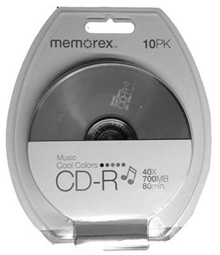 Memorex Cool Colors 10-Pack 40x CD-R Disc Blister - Multicolor