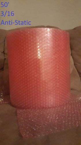50 Foot PINK, Anti-Static Bubble +Wrap Roll! 3/16&#034; Small Bubbles! Perforated 50x