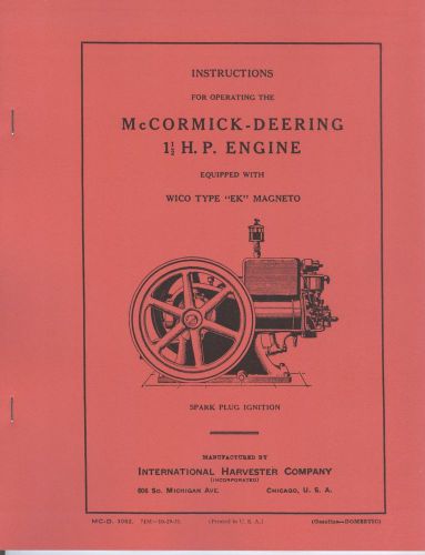 IHC McCormick Deering 1 1/2 HP Engine Wico EK Magneto International Harvester
