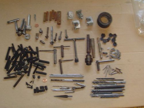 Large Lot of MACHINIST TOOLS PARTS reamer drill bits T-handle chuck End Mill etc