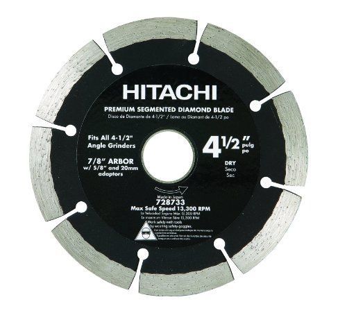 Hitachi 728733 4-1/2-Inch Dry Cut Segmented Rim Diamond Saw Blade for Concrete