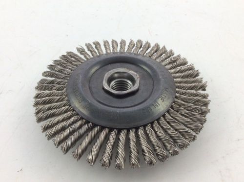 4&#034; Stainless Steel Knotted Wire Brush Wheel 5/8&#034; Arbor Made In The USA