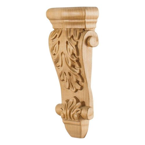 One-3-5/8&#034; x 1-1/2&#034; x 8&#034; Low Profile, Medium Wood Corbel with Acanthus Detail