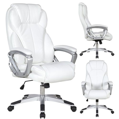 2xhome-New Ergonomic Big&amp;Tall Swivel PU Leather Executive Home Office Desk Chair
