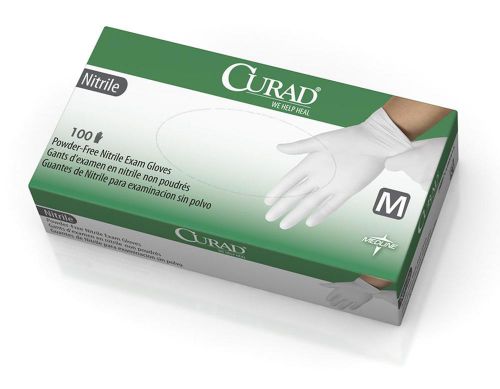 Curad  vinyl exam gloves powder &amp; latex-free 3g, 100 gloves x box. white vinyl for sale