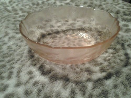 Clear pink rose glass bowl