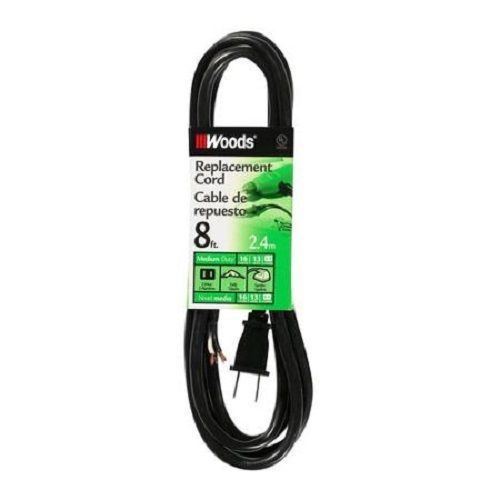 WOODS 0588 AWG 16/2 SJTW MEDIUM DUTY REPLACEMENT CORDS-8 FT. BLACK-FREE SHIPPING