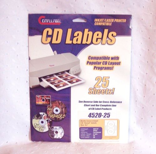 CD 200LABELS INKJET/LASER PRINTER:25 SHEETS=8 LABELS PER SHEET:COMPULABEL