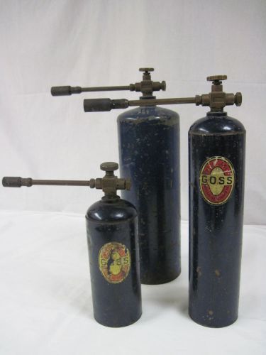 Vintage GOSS propane torch tanks to display for decoration....................mz