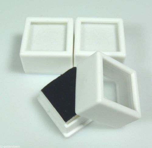 3pc White 1-1/16&#034;x3/4&#034; Square Glass Top Gem Box storage/display gold/gems/coins