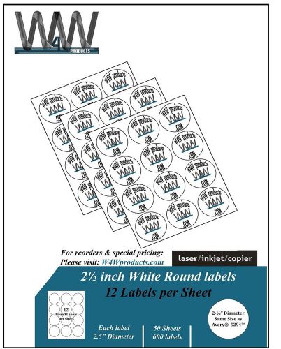 W4W 2-1/2 inch Round Self Adhesive White Labels  Comparable to 5294