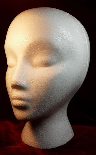 Styrofoam Foam Head Female Mannequin Wig Hat Headset Display Holder Prop White