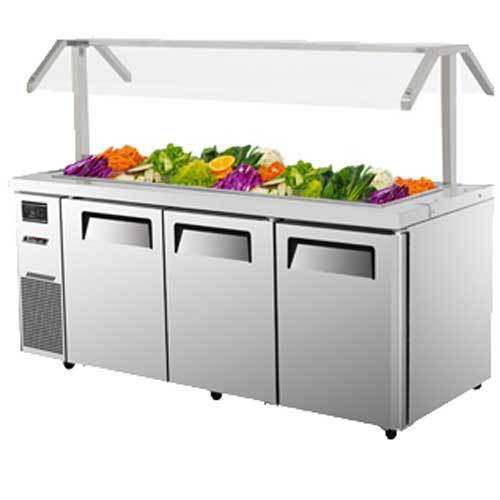 Turbo JBT-72 Refrigerated Counter, Salad Bar, 3 Stainless Steel Doors, Includes