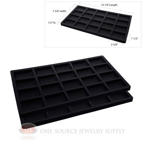 2 Black Tray Insert Liners 20 Compartment Drawer Organizer Jewelry Displays