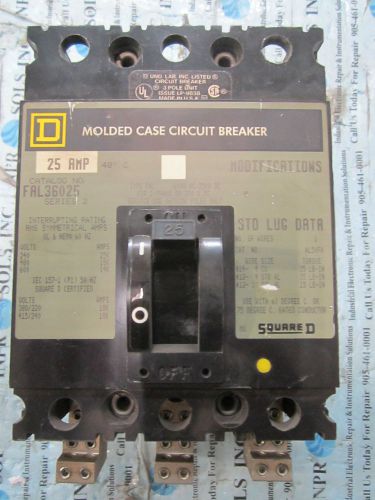Square d fal36025 molded case circuit breaker 25a 240 480 600 vac *tested* for sale