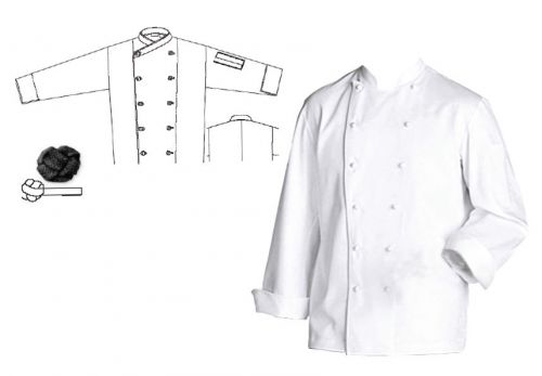 chef coat long sleeve knot button