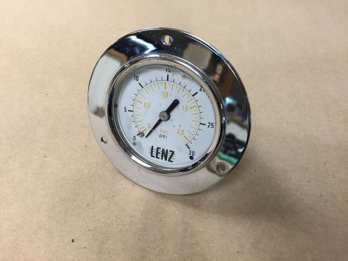 Vintage lenz liquid filled 30 psi/2.0 bar pressure gauge gage metal industrial for sale