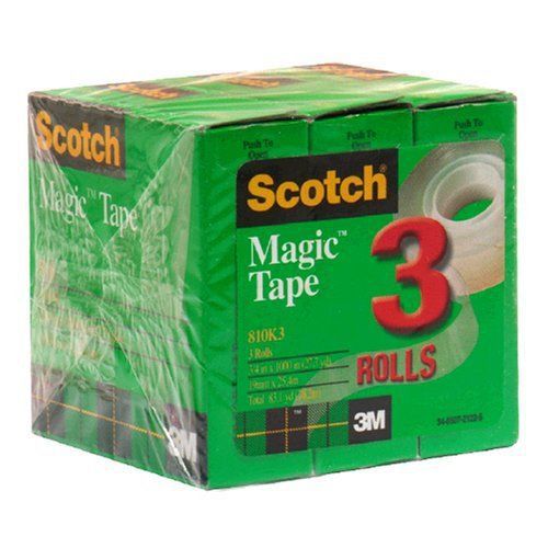 Scotch Magic Tape, 3/4 x 1000 Inches, Boxed, 3 Rolls 810K3
