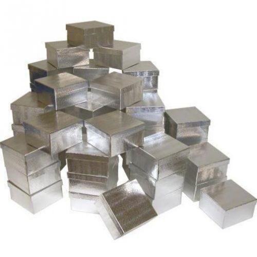 50 Silver Foil Cotton Filled Jewelry Gift Boxes 3 3/4&#034;