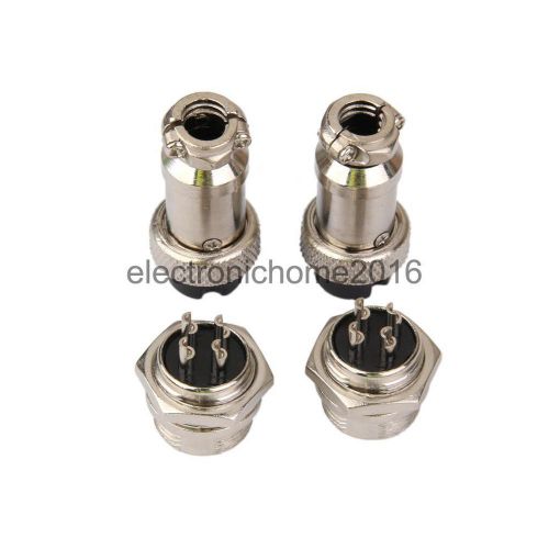 2 sets aviation plug 4 pins 2 male+2 female panel metal wire connector 16mm for sale