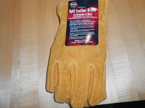 Pile Lined Men&#039;s SPLIT LEATHER DRIVER WORK GLOVES Lg. NWT WARM  LOOK !!! DURABLE