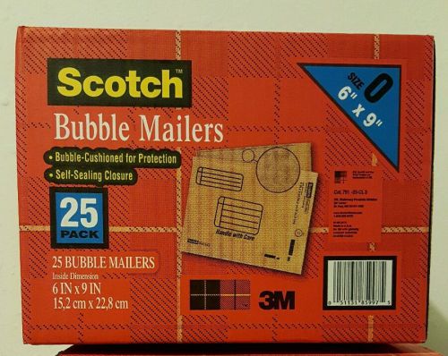 Scotch Bubble Mailers Size 0 (6&#034; x 9&#034;) 25 Pack Padded Packing Shipping Envelopes