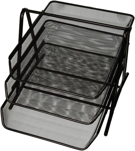 Sparco 90206 3-tier steel mesh desk tray black (11 5/8&#034;w x 13 3/4&#034;d x 10 5/8&#034;h) for sale