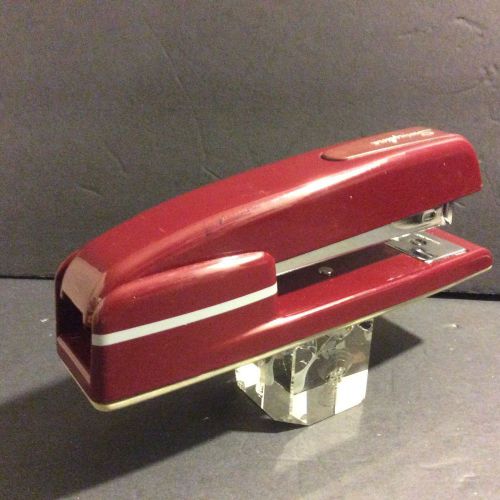 vintage Swingline 747 stapler, maroon w/ gray stripe, OFFICE SPACE type