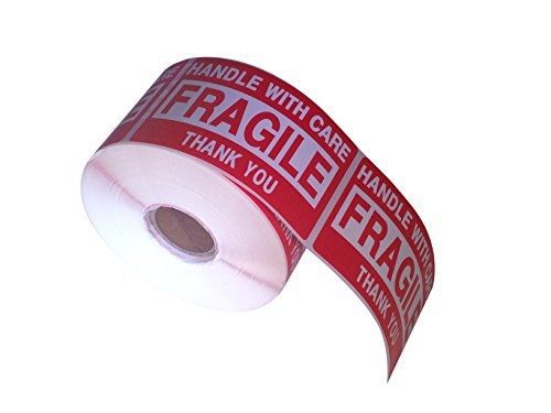 W4W High Quality &#034;FRAGILE Handle With Care&#034; Shipping Labels - Peel &amp; Stick -