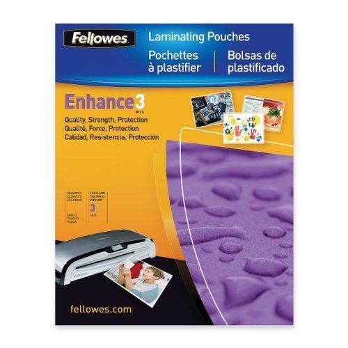 Fellowes Gloss Laminating Pouches, Thermal, 3 Mil - 8 Qty (Open Box)