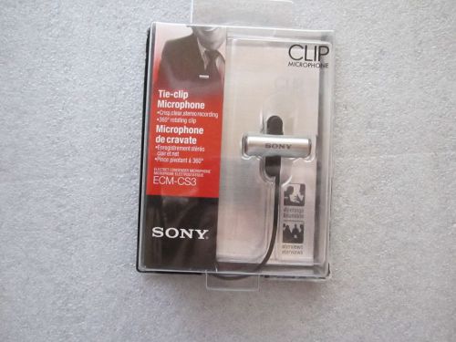 SONY ECM-CS3 Condenser Microphone Business Tie-clip UNTESTED-- NEW RIPPED BOX