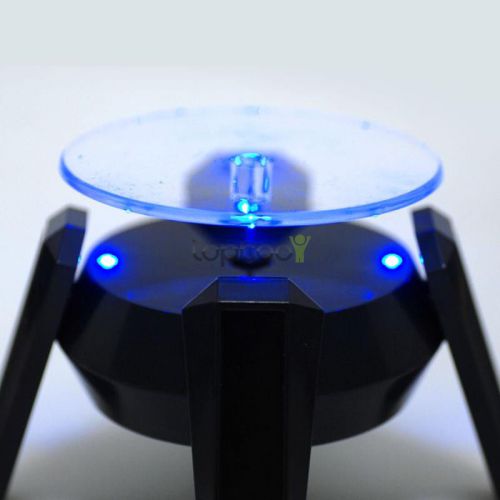 360° LED Solar Powered Rotating Turntable Stand Plate For Jewelry Watch Camera