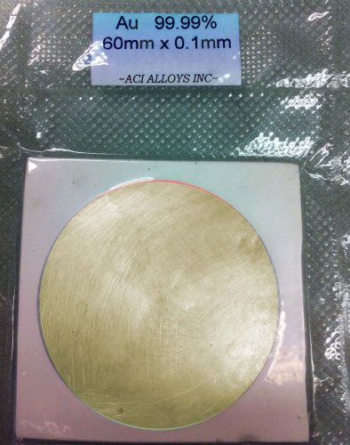SEM Sputtering target: Gold 99.99% pure, 57mm diameter x 0.1mm thick