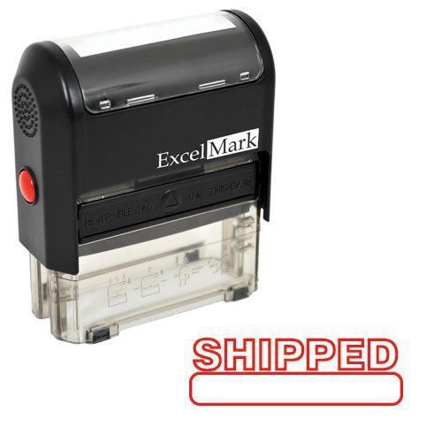 ExcelMark SHIPPED Self Inking Rubber Stamp - Red Ink (42A1539WEB-R)