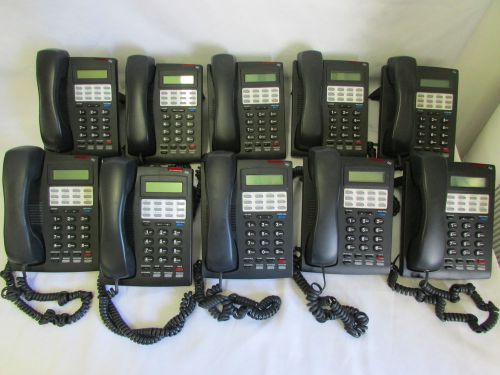 Lot of 10 ESI 24 Key DFP Telephones Charcoal with handsets, stands, and cables