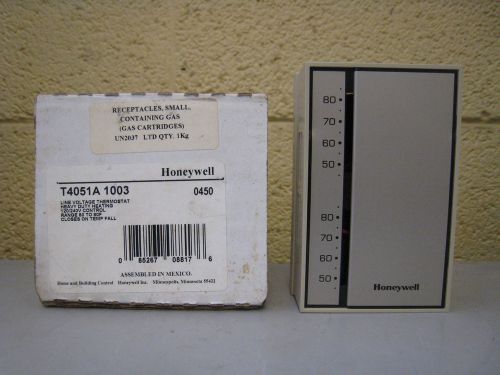 Honeywell T4051A1003 Line Voltage Thermostat Heavy Duty Heating 120/240V 50-80F