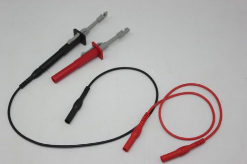Test clip set insulation piercing red black + banana plug stacking test leads