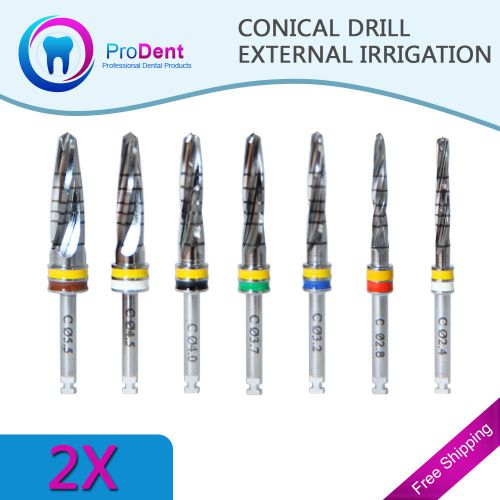2 Conical Drills Dental Implant External Irrigation Surgical Instrument